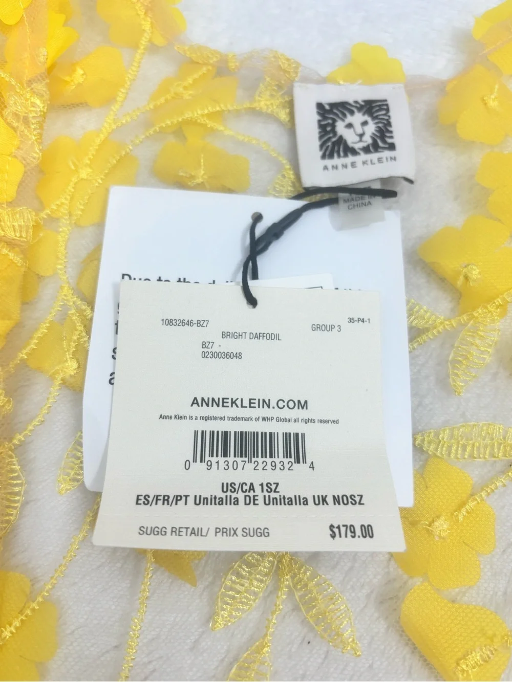 Anne Klein Yellow 3D Floral Sheer Kimono  OS
